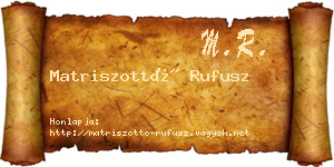 Matriszottó Rufusz névjegykártya